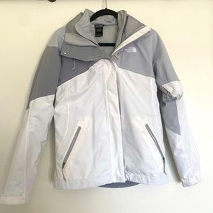 North Face White/Grey Sz Small Ski jacket w/hood
